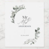 Moderne elegante minimale botanische eucalyptus wijn etiket (Enkel label)