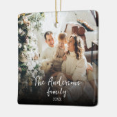 Moderne Elegante minimale kalligrafie Familie Foto Keramisch Ornament (Links)