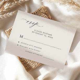 Moderne elegante minimalistische ivoor trouwkaart RSVP kaartje