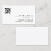 Moderne elegante minimalistische Sjabloon QR-code Visitekaartje (Voorkant / Achterkant)