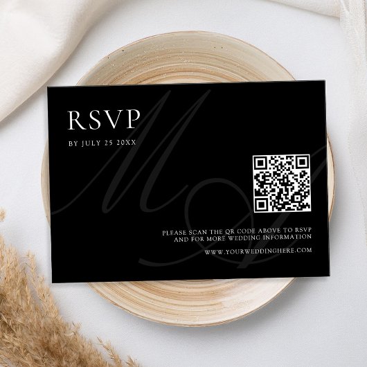 Moderne Elegante Minimalistische Zwart-wit bruilof RSVP Kaartje