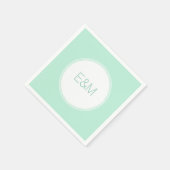 Moderne Elegante Mintgroene Sjabloon Monogram Servet (Hoek)