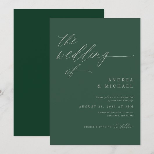 Moderne Elegante Monochromatische Smaragd Groene B Kaart (Voorkant / Achterkant)