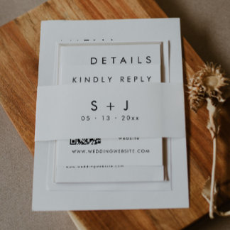 Moderne Elegante Monogram Buikband Uitnodigingen Wikkel