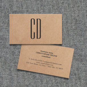 Moderne Elegante Monogram Kraftpapier Consultant Visitekaartje
