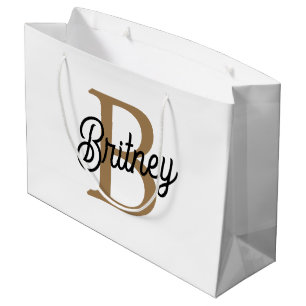 Moderne Elegante Monogram Naam Zwarte Gouden Schr Groot Cadeauzakje
