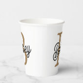 Moderne Elegante Monogram Naam  Zwarte Gouden Schr Papieren Bekers (Rechts)