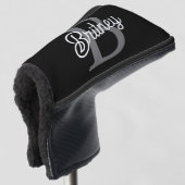 Moderne Elegante Monogram Naam  Zwarte Grijze Schr Golfheadcover (3/4 voorkant)