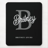 Moderne Elegante Monogram Naam  Zwarte Grijze Schr Muismat (Voorkant)