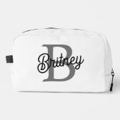 Moderne Elegante Monogram Naam Zwarte Grijze Schr Toilettasje (Voorkant)