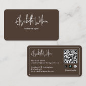 Moderne elegante monogram QR-code  Visitekaartje (Voorkant / Achterkant)