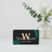 Moderne elegante monogram QR-code visitekaartjes (Staand voorkant)