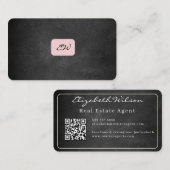 Moderne elegante monogram QR-code visitekaartjes (Voorkant / Achterkant)
