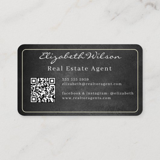 Moderne elegante monogram QR-code visitekaartjes (Achterkant)