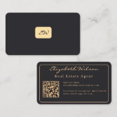 Moderne elegante monogram QR-code visitekaartjes (Voorkant / Achterkant)
