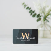 Moderne elegante monogram QR-code visitekaartjes (Staand voorkant)
