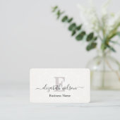 Moderne elegante monogram QR-code visitekaartjes (Staand voorkant)
