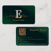 Moderne elegante monogram QR-code visitekaartjes (Voorkant / Achterkant)