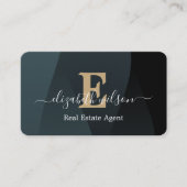 Moderne elegante monogram QR-code visitekaartjes (Voorkant)