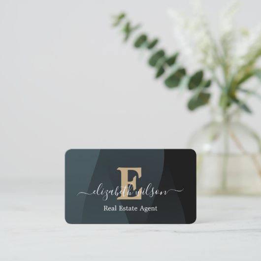 Moderne elegante monogram QR-code visitekaartjes (Staand voorkant)
