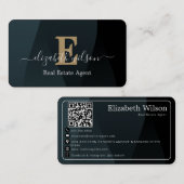 Moderne elegante monogram QR-code visitekaartjes (Voorkant / Achterkant)