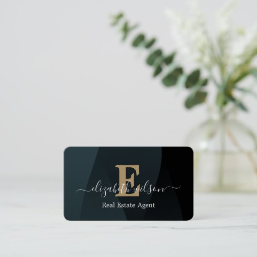 Moderne elegante monogram QR-code visitekaartjes (Staand voorkant)
