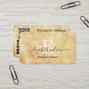 Moderne elegante monogram QR-code visitekaartjes