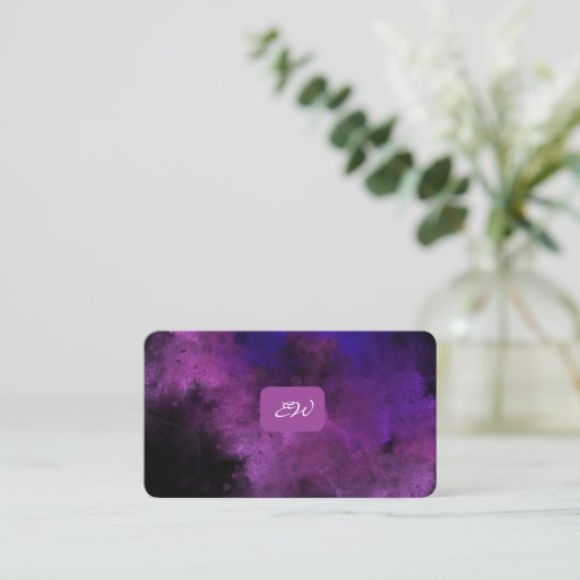 Moderne elegante monogram QR-code visitekaartjes (Staand voorkant)