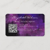 Moderne elegante monogram QR-code visitekaartjes (Achterkant)