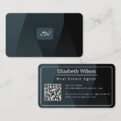 Moderne elegante monogram QR-code visitekaartjes (Voorkant / Achterkant)