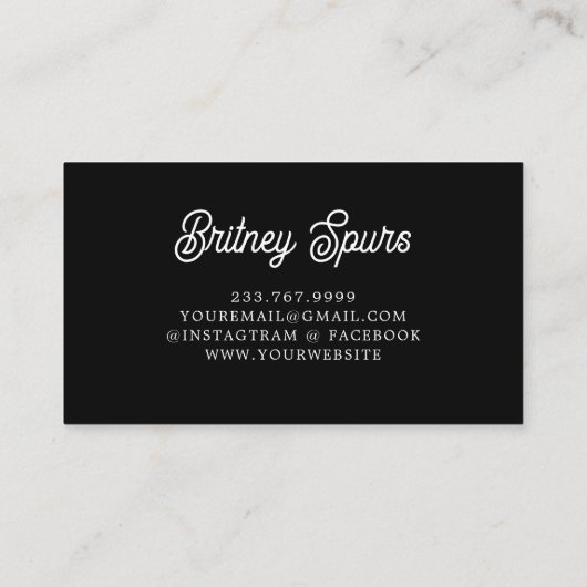 Moderne Elegante Monogramnaam Zwart Goud Schrift Visitekaartje (Achterkant)