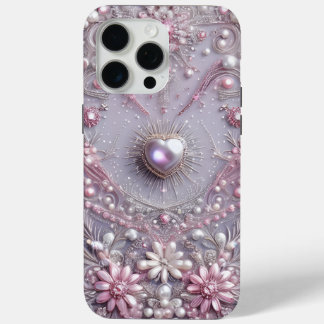 Moderne elegante mooie paarse parels Valentijnsdag iPhone 15 Pro Max Hoesje