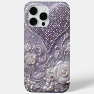 Moderne elegante mooie paarse parels Valentijnsdag iPhone 15 Pro Max Hoesje
