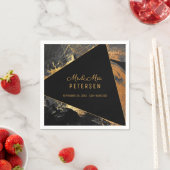 Moderne elegante Mr & Mrs goud en zwart bruiloft Servet (Insitu)