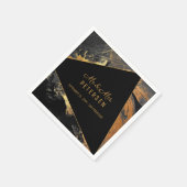 Moderne elegante Mr & Mrs goud en zwart bruiloft Servet (Hoek)