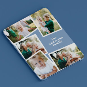 Moderne elegante multi-fotofamilie, stijlvol blauw iPad air cover