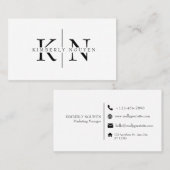 Moderne Elegante Naam Initialen Monogram Visitekaartje (Voorkant / Achterkant)