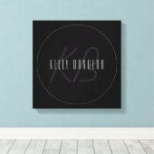 Moderne Elegante Naam & Monogram | Donkergrijs en  Canvas Afdruk (Insitu (Houten vloer))