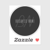 Moderne Elegante Naam & Monogram | Donkergrijs en Sticker (Vel)