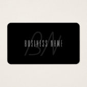 Moderne Elegante Naam & Monogram | Donkergrijs en  Visitekaartje (Voorkant)