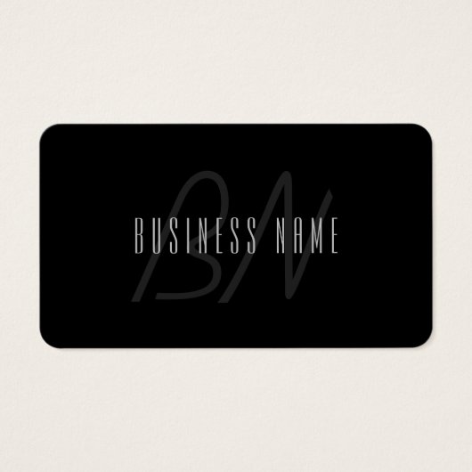 Moderne Elegante Naam & Monogram | Donkergrijs en Visitekaartje (Voorkant)