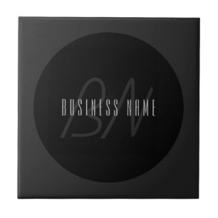 Moderne Elegante Naam & Monogram Donkergrijs & Z Tegeltje