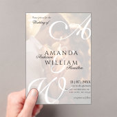 Moderne Elegante Namen Script Foto Bruiloft Acryl Uitnodigingen (Insitu (Draagbaar))