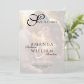 Moderne Elegante Namen Script Foto Bruiloft Save The Date (Staand voorkant)