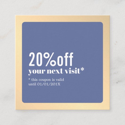 Moderne Elegante Nep Goud Blauwe Coupon (Voorkant)