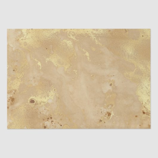 Moderne Elegante Nep Gouden Waterverf Marmer Patro Tissuepapier (Voorkant)