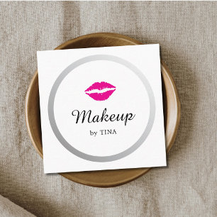Moderne Elegante Nep Zilveren Lippen Make-up Artie Vierkante Visitekaartje