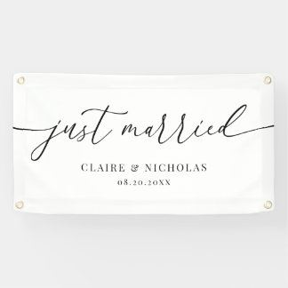Moderne Elegante Net Getrouwd Trouwauto Banner