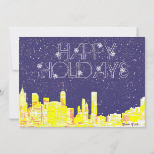 Moderne Elegante New York City Skyline Feestdagenkaart