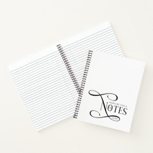 Moderne Elegante Notities Gepersonaliseerd Zwart W Notitieboek
